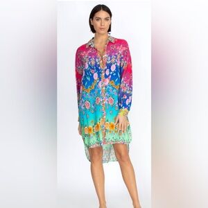 Johnny Was Rainbow Midi Shirt Dress